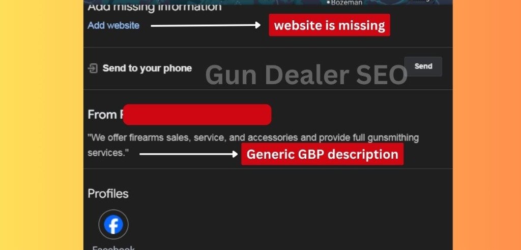 Example of missing GBP information